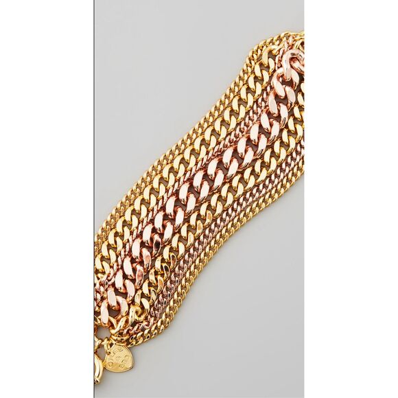 Giles & Bro 7 strands large chain bracelet. Rose & yellow gold colored. - Picture 3 of 9